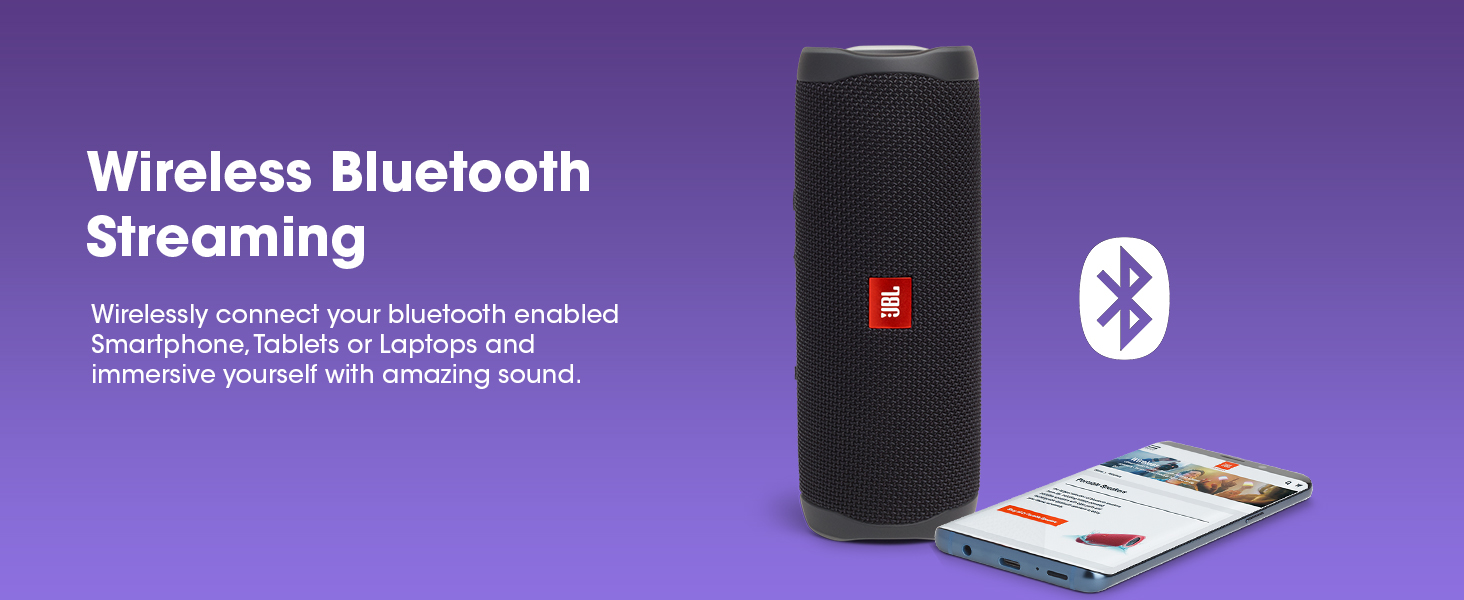 JBL Flip 5 Trang Bị Bluetooth 4.2 Kết Nổi Ổn Định Trong Phạm Vi 9m