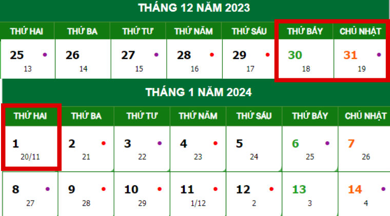 Chi tiết lịch nghỉ Tết Dương lịch 2024: Thời gian, Địa điểm và Những hoạt động thú vị