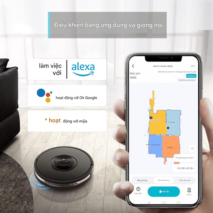 Robot Hút Bụi Và Lau Nhà Xiaomi VIOMI Alpha 2 Pro (4000Pa, điều hướng Lidar, tự động đổ rác)