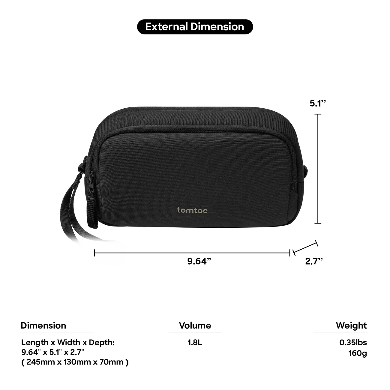 Túi Đựng Phụ Kiện Tomtoc (USA) Light Electrong Accessory Pouch 1.8L - T12M1