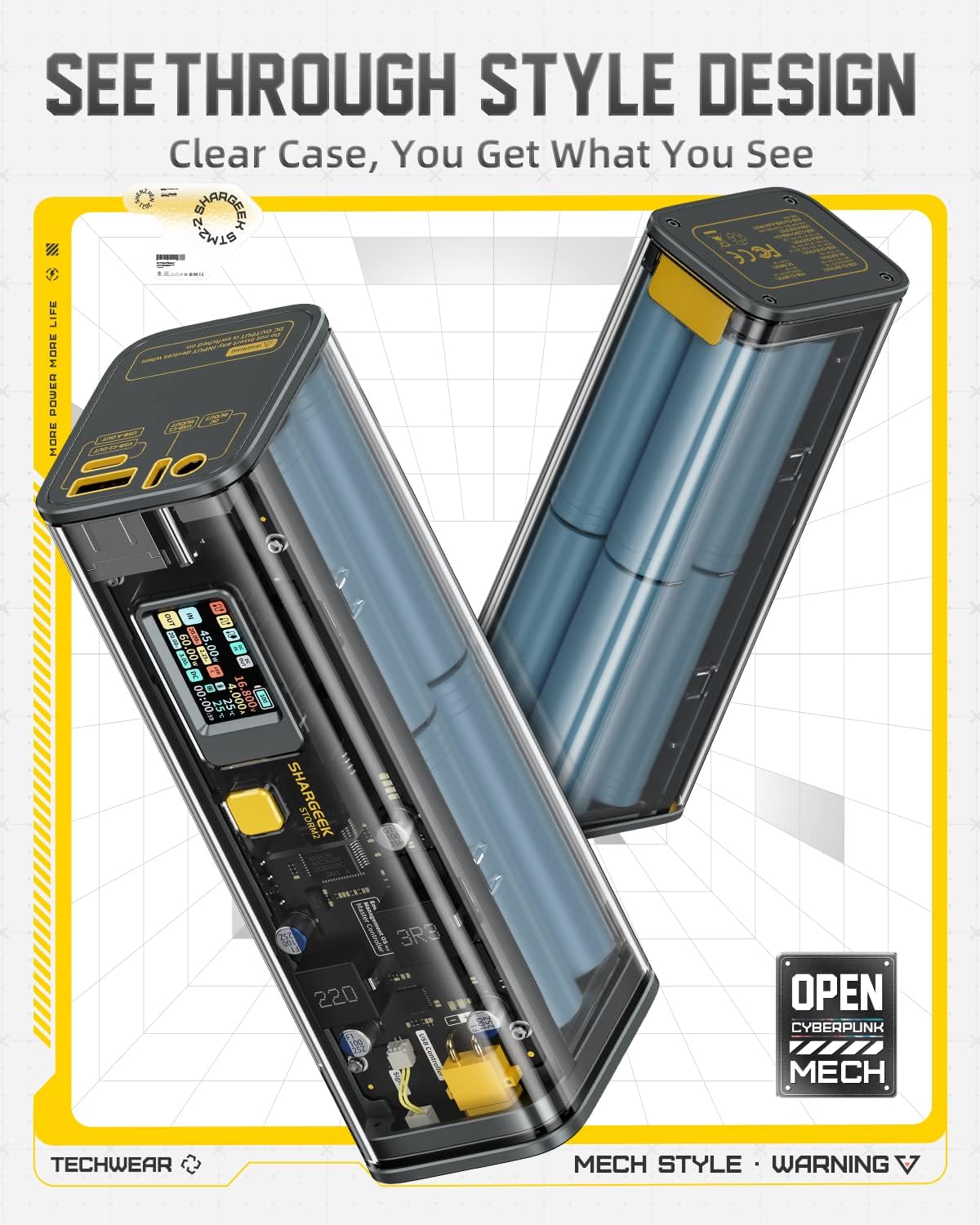 Sạc Dự Phòng Trong Suốt 25600mAh Shargeek Storm 2 Công Suất 100W - STM2-2