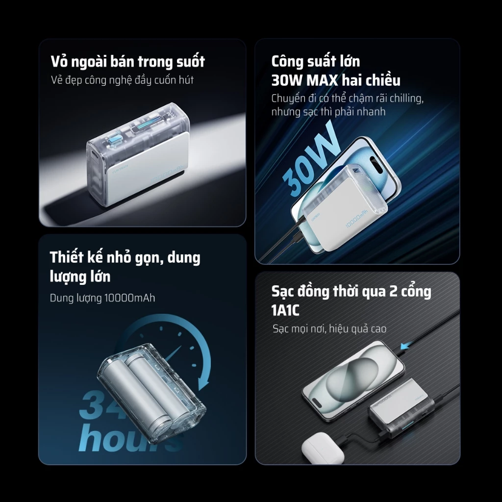 Pin Dự Phòng Cuktech 10.000mAh Power Bank 30W PD3.0/PPS/QC3.0 - PB100S
