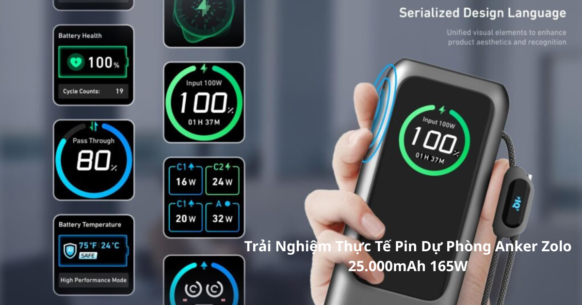 Trải Nghiệm Thực Tế Pin Dự Phòng Anker Zolo 25.000mAh 165W