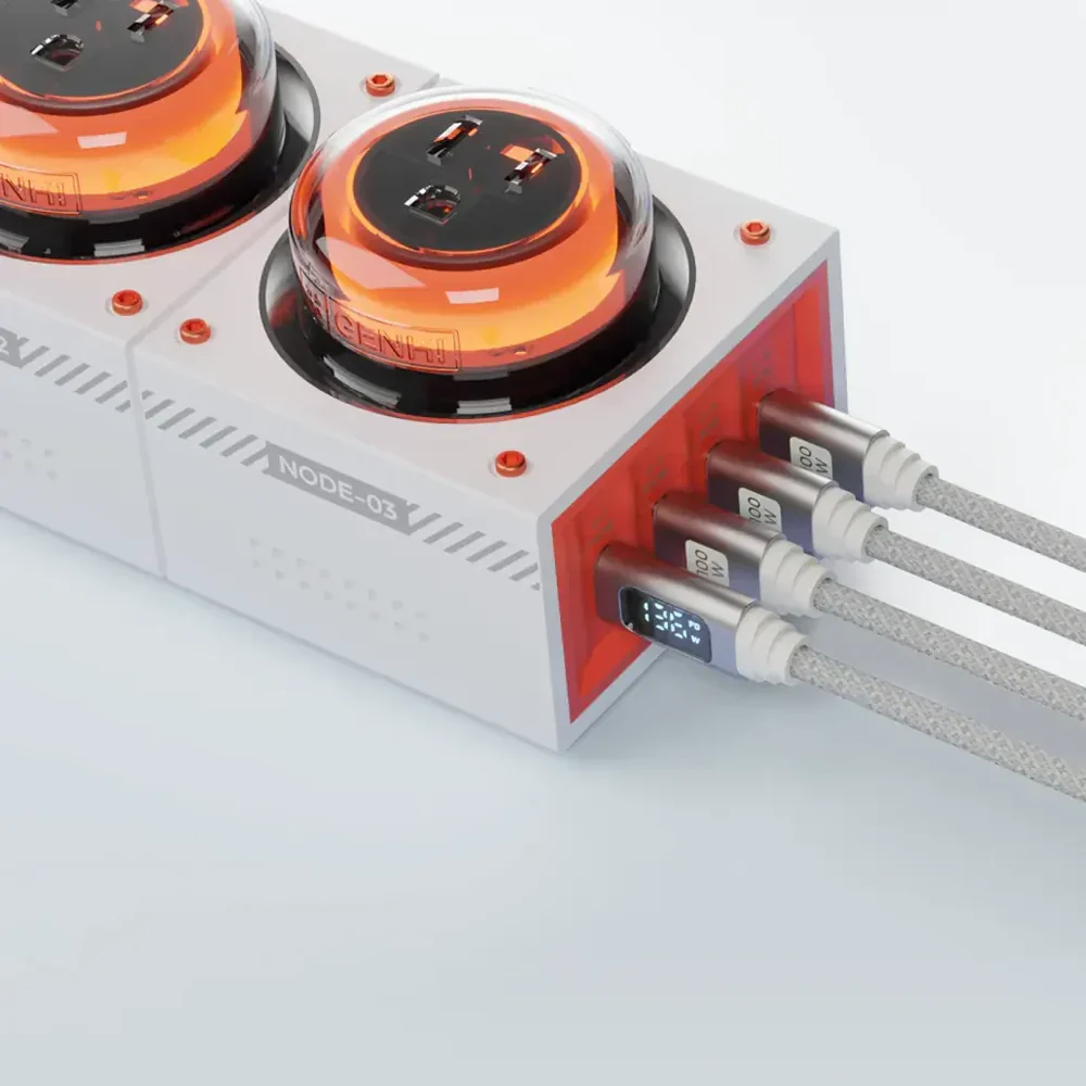 Ổ Cắm Đa Năng Genki Moonbase 7-in-1 GaN 240W USB-C + 4000W AC - HTGMB | 9SS.VN