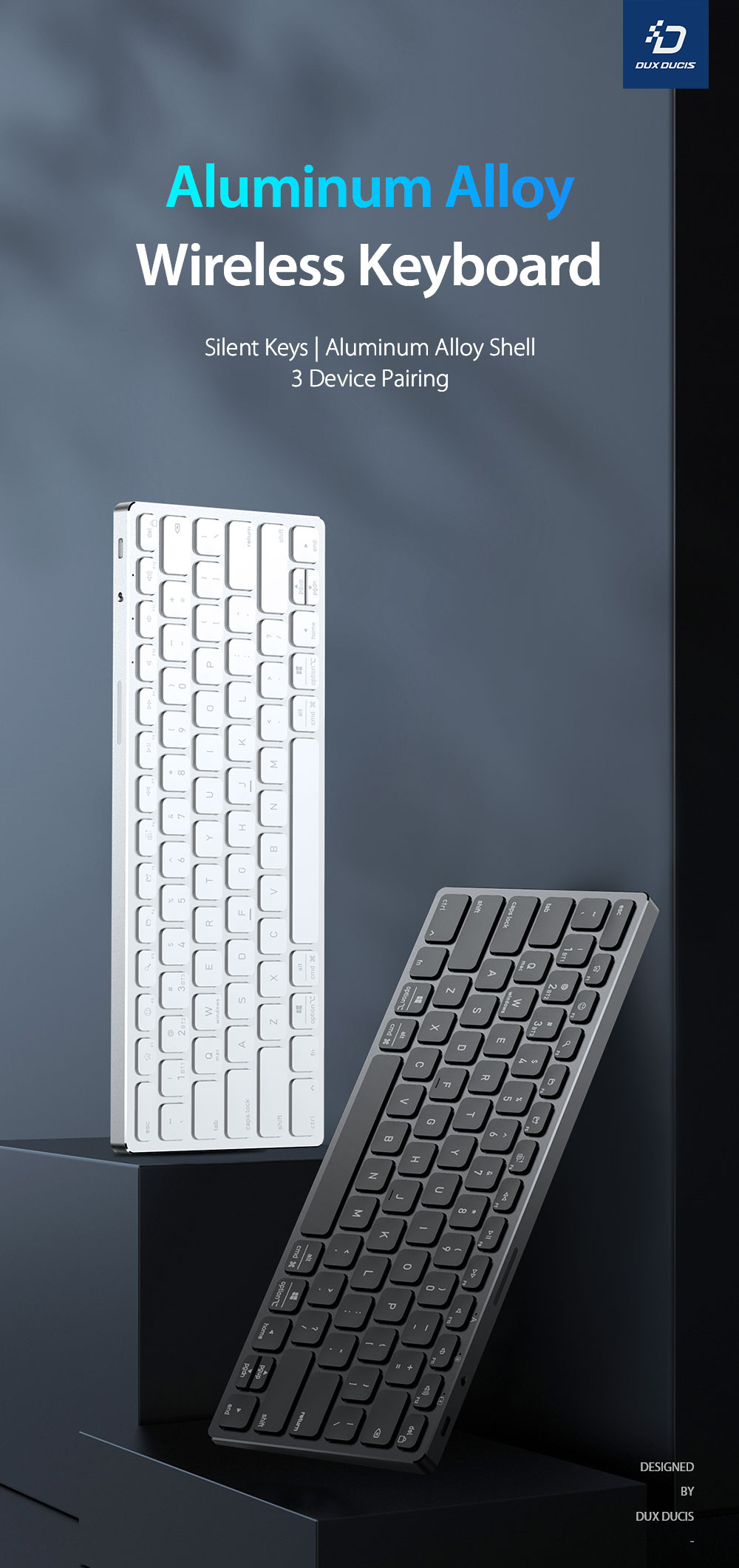 Bàn phím Bluetooth đa năng Dux Ducis LK Mini Series | Bàn phím không dây 3 thiết bị