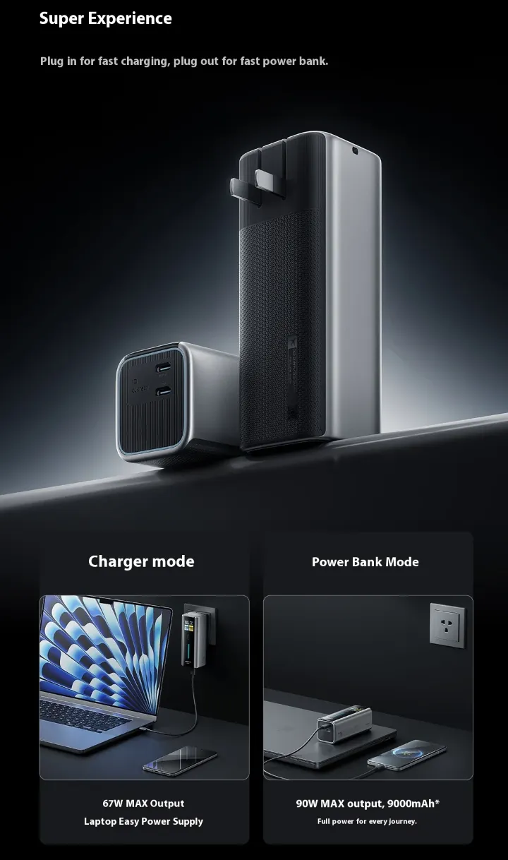 Pin Sạc Dự Phòng CukTech 10 Dual-Fusion 67W GaN Charger & 90W 9000mah Power Bank – BA652U