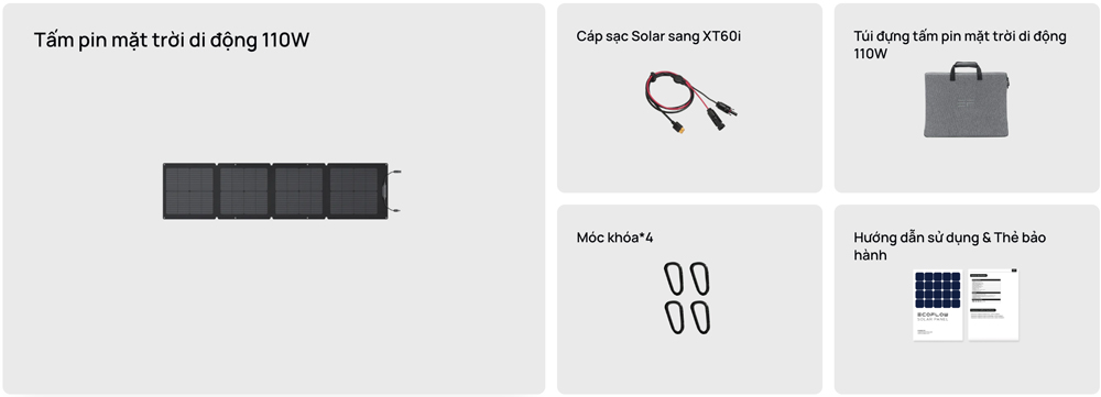 Bộ sản phẩm EcoFlow Solar Generator 100W gồm có Bộ sản phẩm EcoFlow Solar Generator 100W gồm có