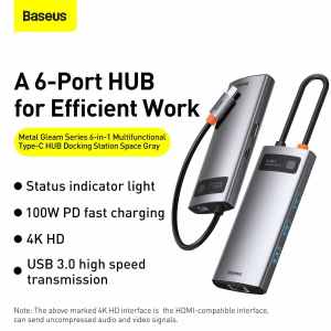 Cổng chuyển Baseus 6-in-1 USB Type-C Ra HDMI 4K