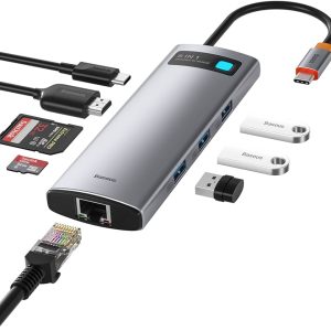 Hub Baseus 8-in-1 USB-C Ra HDMI 4K, USB 3.0, SD/TF , Lan